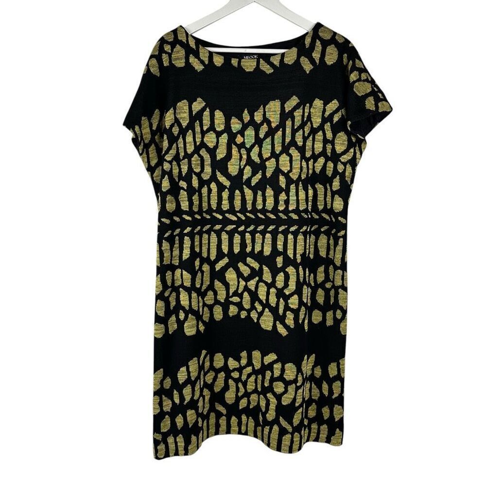 Misook Black Gold Shift Dress Size 0X